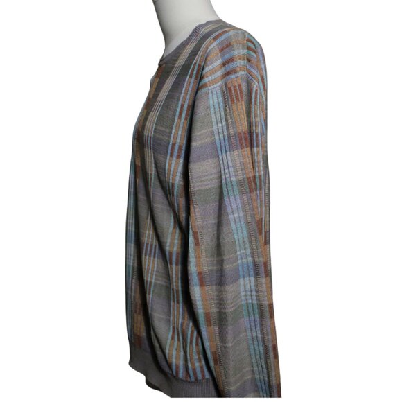 Men's Multicolor Plaid Crewneck Sweater - Picture 2 of 7